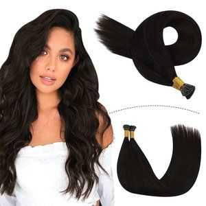 I Tip Human Hair Extensions 14 " Darkest Brown Hair Extensions Human Hair New